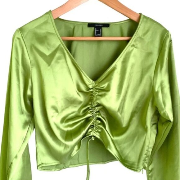 Forever 21 Satin Drawstring Crop Top - Picture 5 of 7